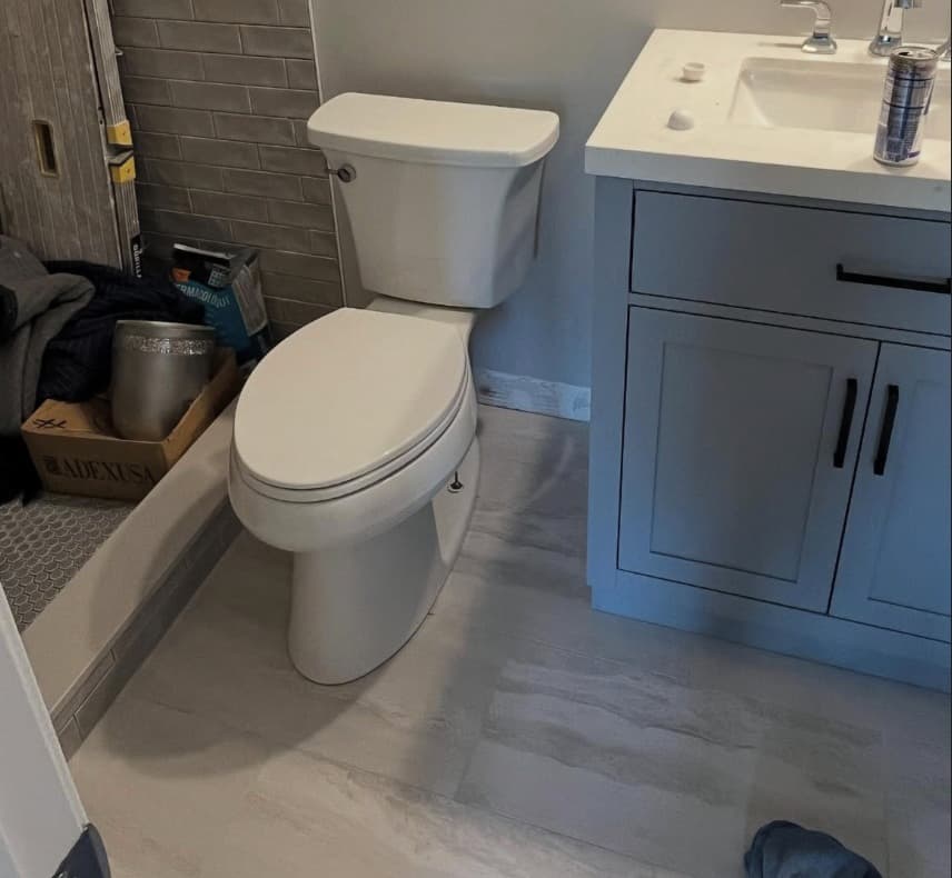 Finished plumbing fixture install